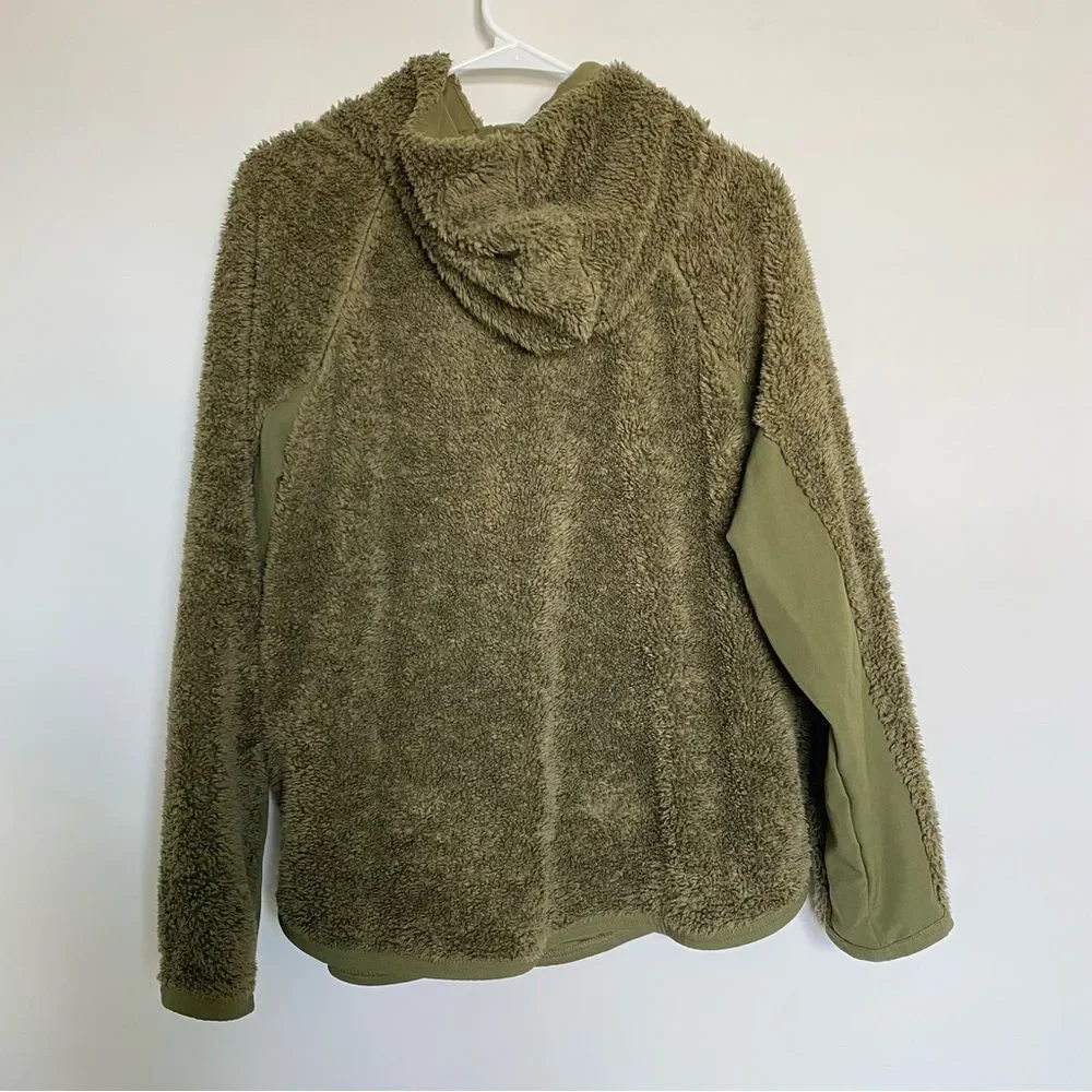 Nike Sherpa Thermal Hoodie Olive Green Casual Workout Outdoor Size Large